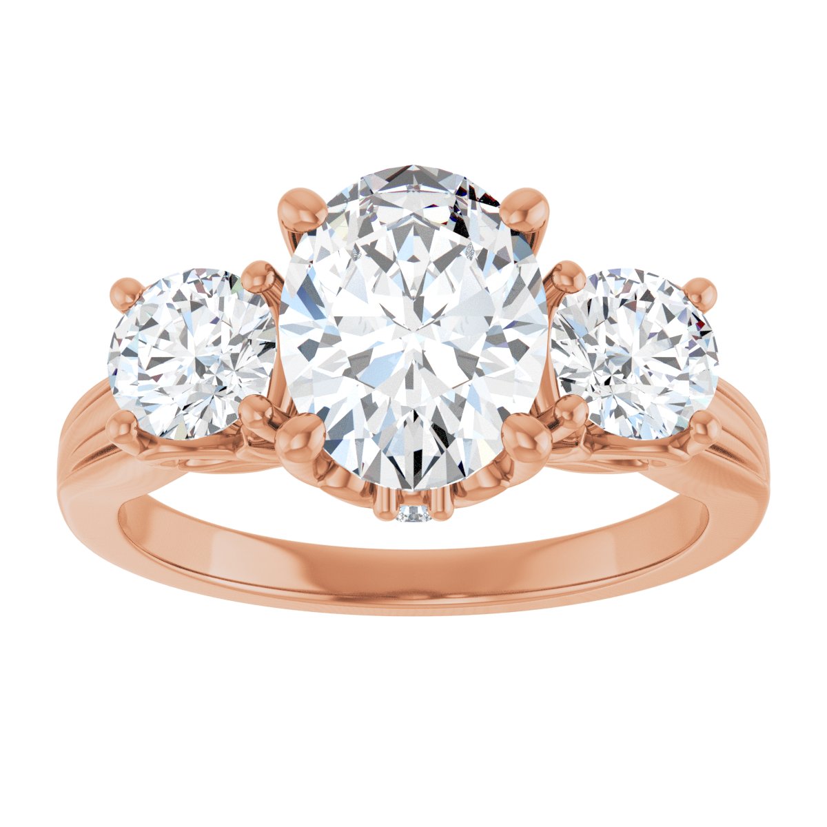 Oval Three-Stone Engagement Ring Semi-Mount - gallery - Series 126964
