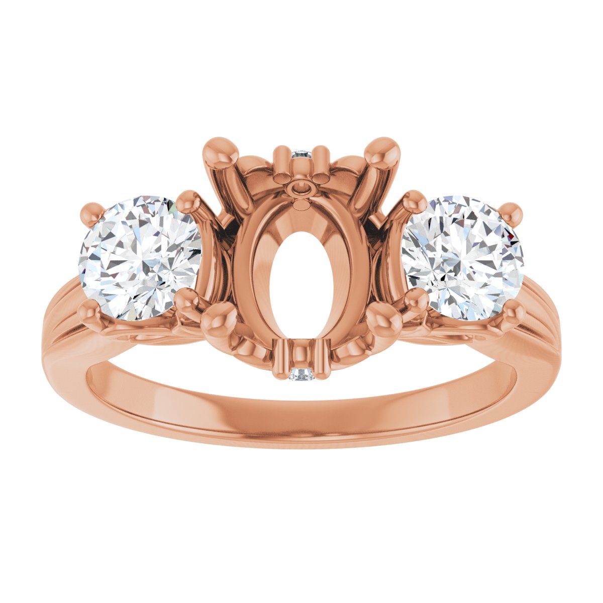 Oval Three-Stone Engagement Ring Semi-Mount - gallery - Series 126964