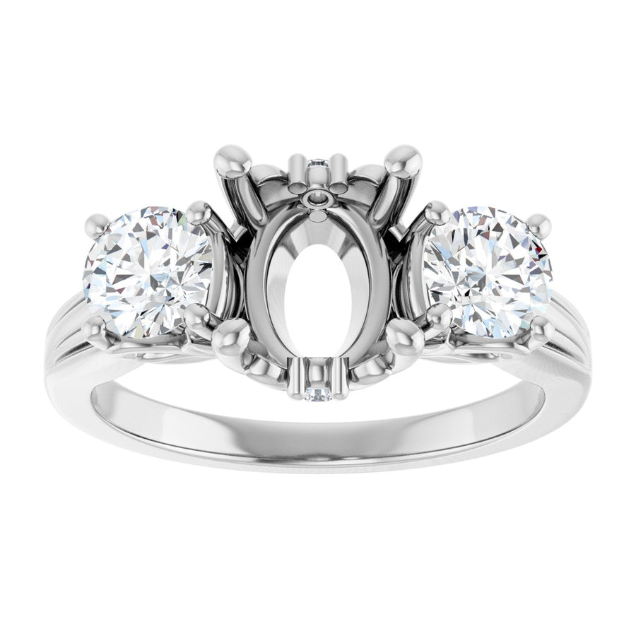 Oval Three-Stone Engagement Ring Semi-Mount - gallery - Series 126964