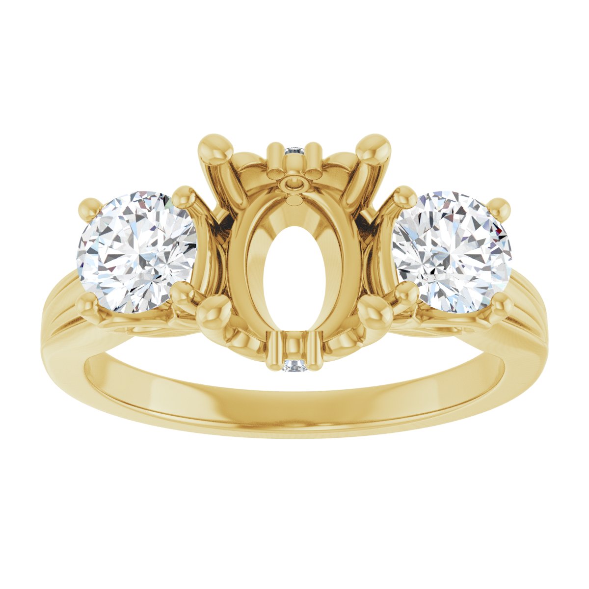 Oval Three-Stone Engagement Ring Semi-Mount - gallery - Series 126964