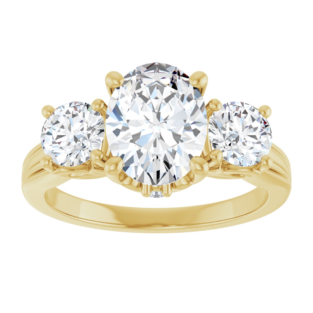 Oval Three-Stone Engagement Ring Semi-Mount - gallery - Series 126964