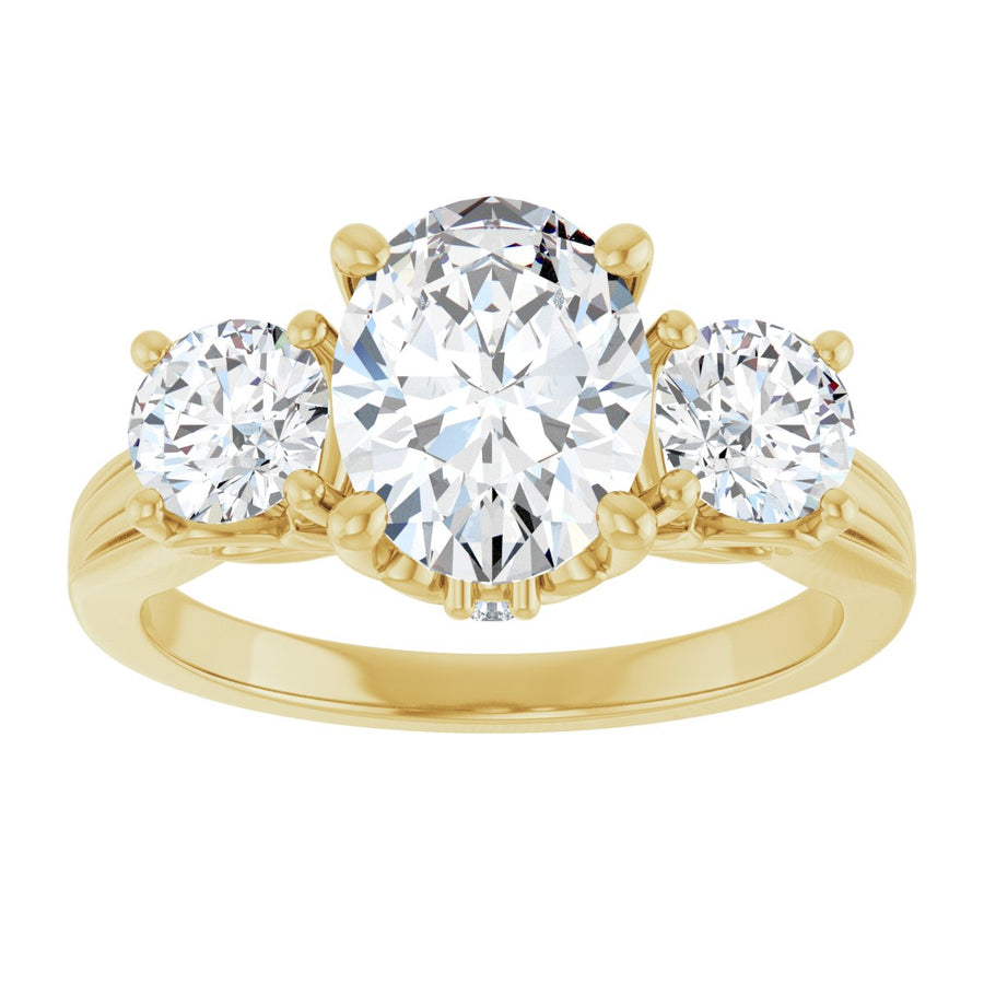 Oval Three-Stone Engagement Ring Semi-Mount - gallery - Series 126964