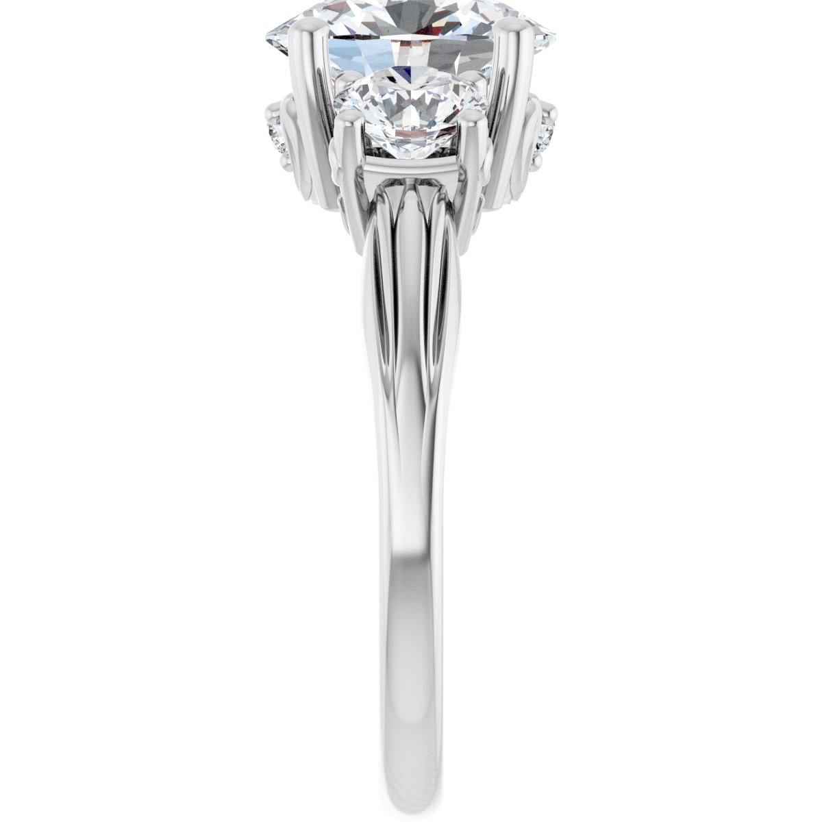 Oval Three-Stone Engagement Ring Semi-Mount - gallery - Series 126964