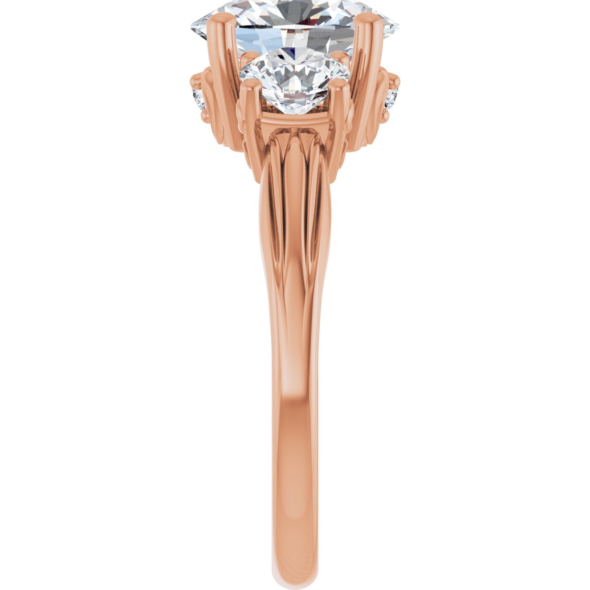 Oval Three-Stone Engagement Ring Semi-Mount - gallery - Series 126964