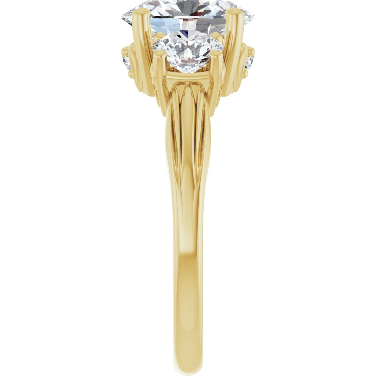 Oval Three-Stone Engagement Ring Semi-Mount - gallery - Series 126964