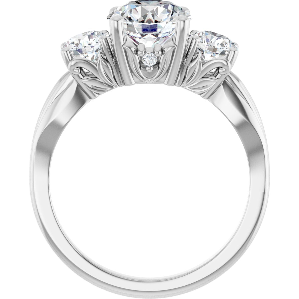 Round Three-Stone Engagement Ring Semi-Mount - gallery - Series 126964
