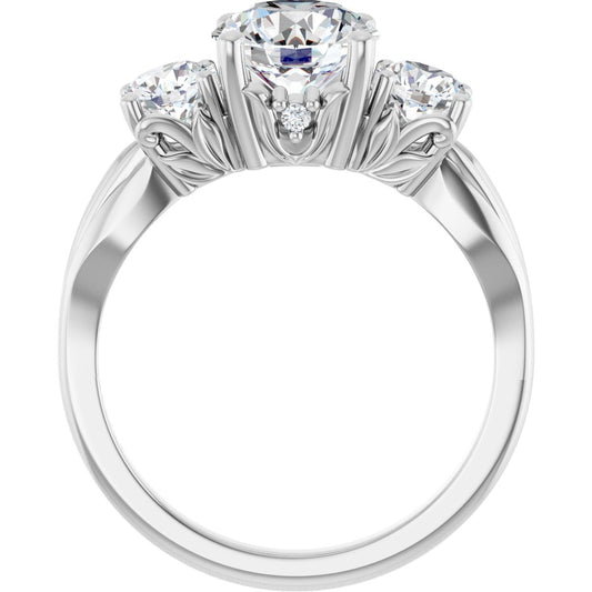 Round Three-Stone Engagement Ring Semi-Mount - gallery - Series 126964