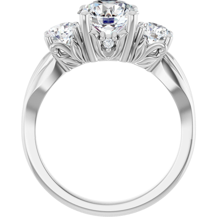 Round Three-Stone Engagement Ring Semi-Mount - gallery - Series 126964