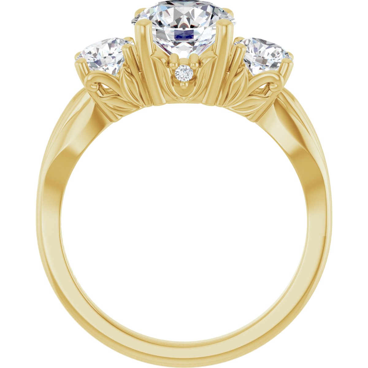 Round Three-Stone Engagement Ring Semi-Mount - gallery - Series 126964