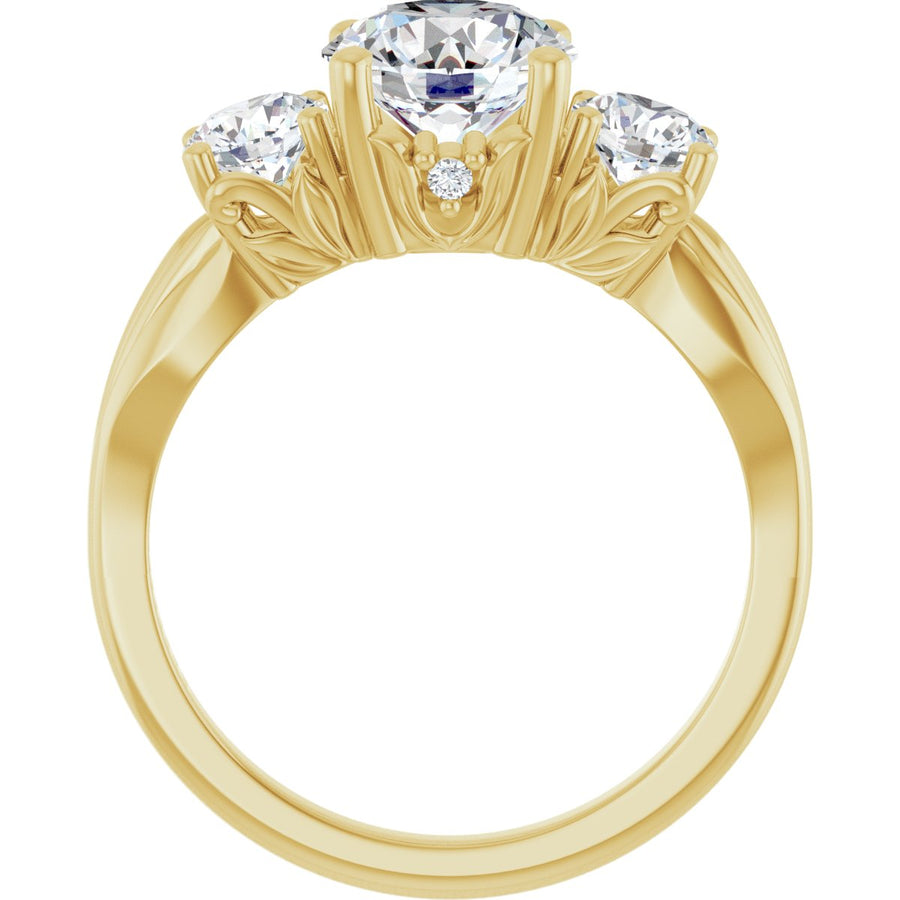 Round Three-Stone Engagement Ring Semi-Mount - gallery - Series 126964