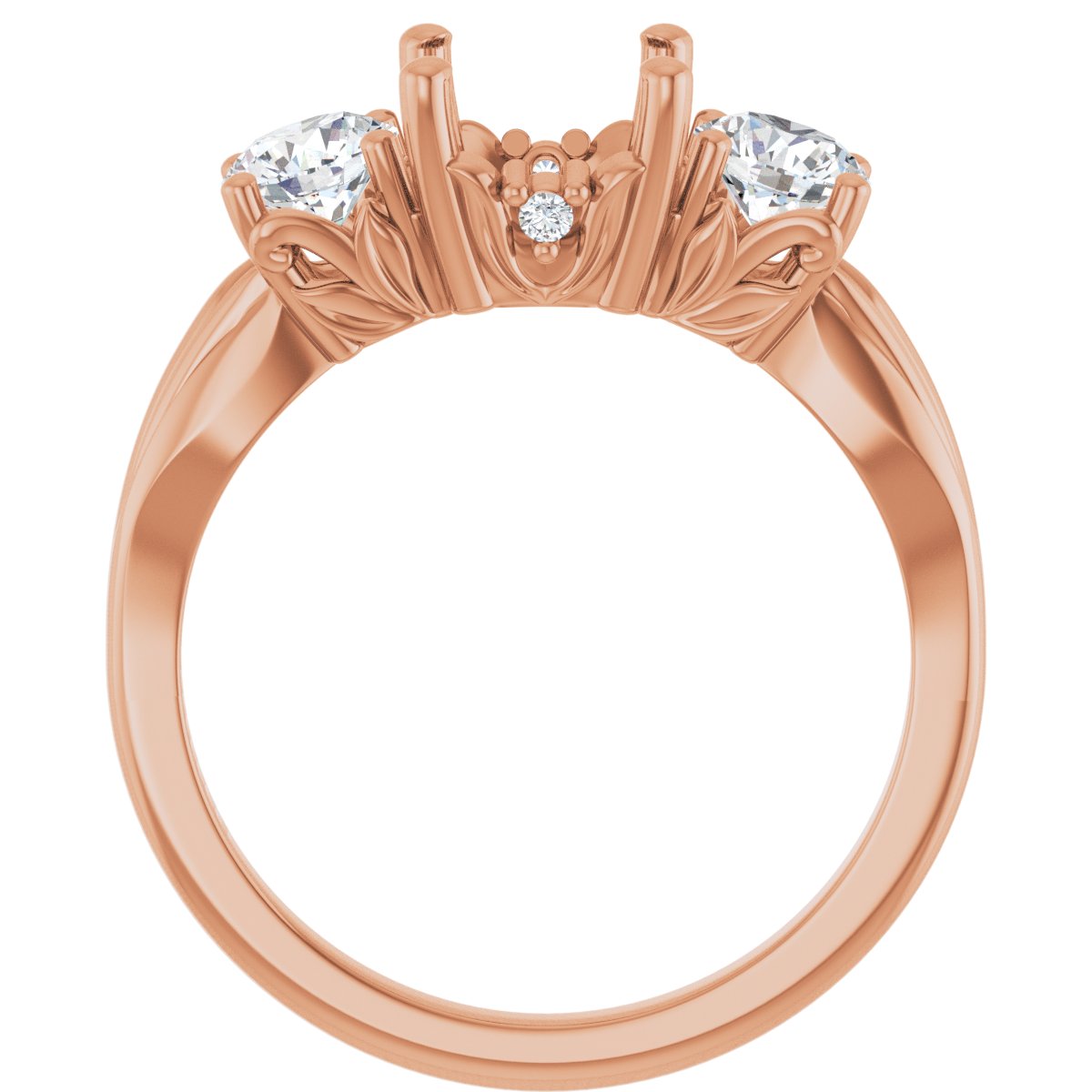 Round Three-Stone Engagement Ring Semi-Mount - gallery - Series 126964