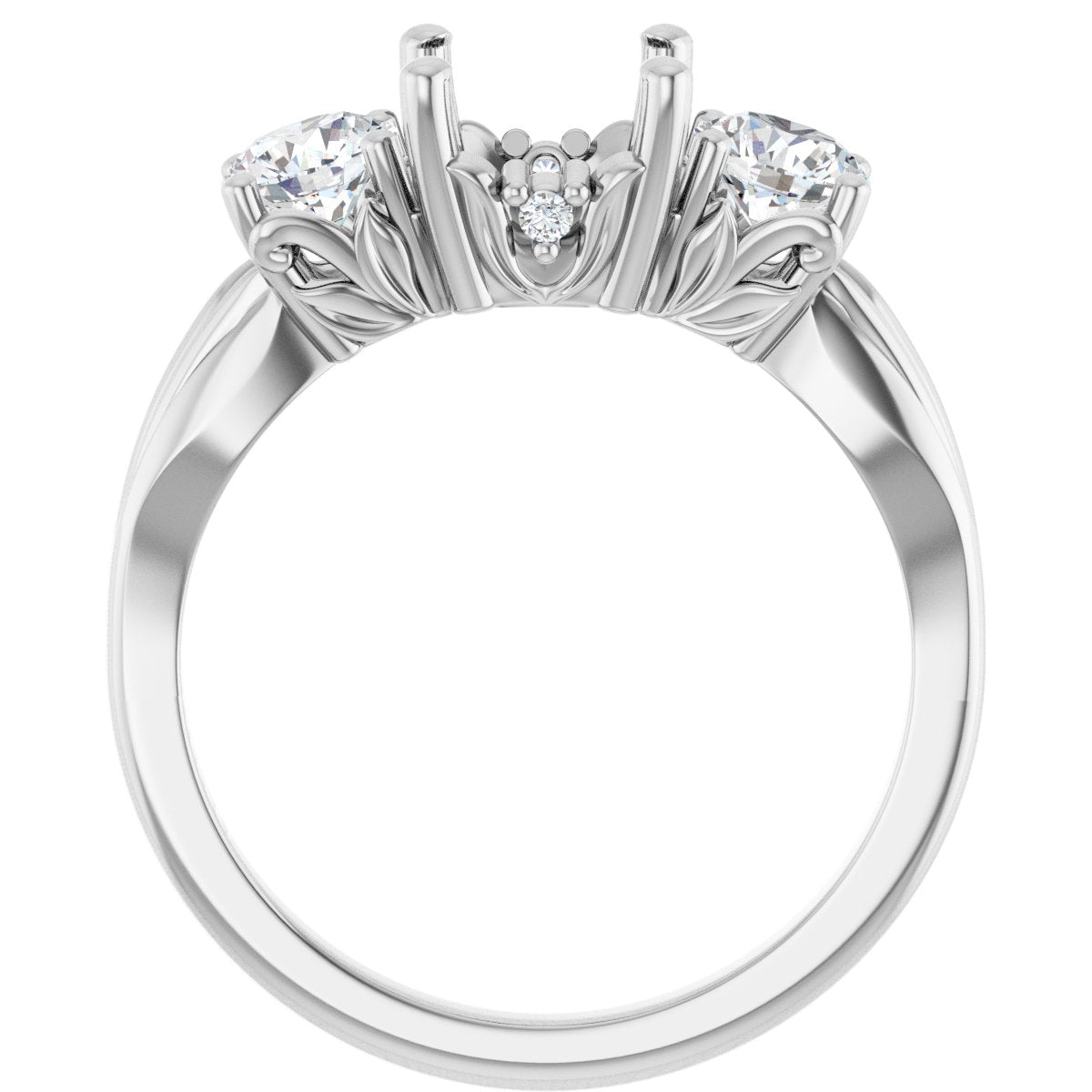 Round Three-Stone Engagement Ring Semi-Mount - gallery - Series 126964