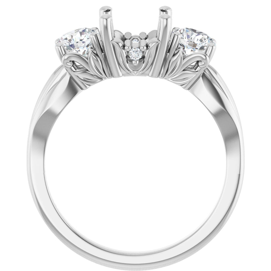 Round Three-Stone Engagement Ring Semi-Mount - gallery - Series 126964