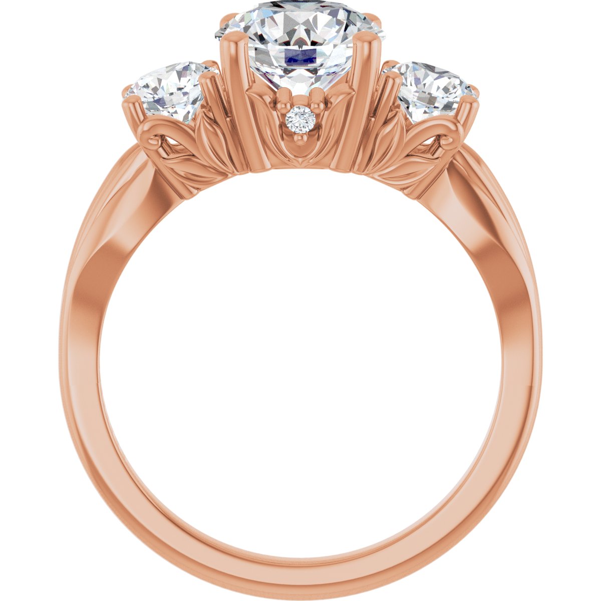 Round Three-Stone Engagement Ring Semi-Mount - gallery - Series 126964
