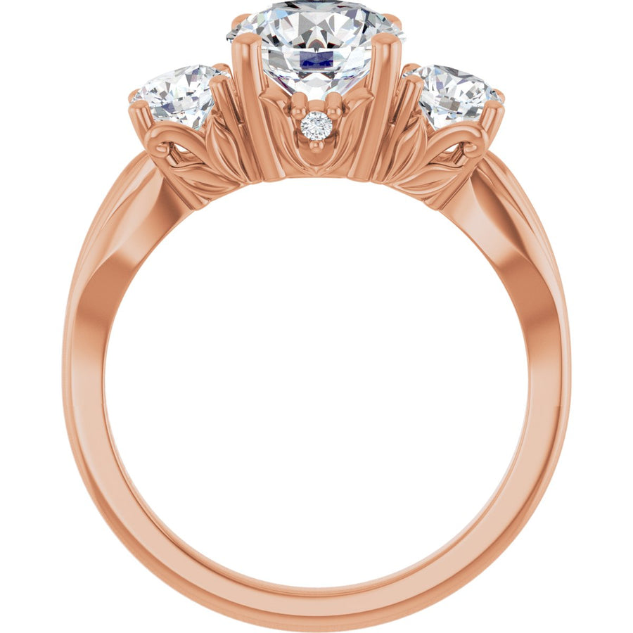 Round Three-Stone Engagement Ring Semi-Mount - gallery - Series 126964
