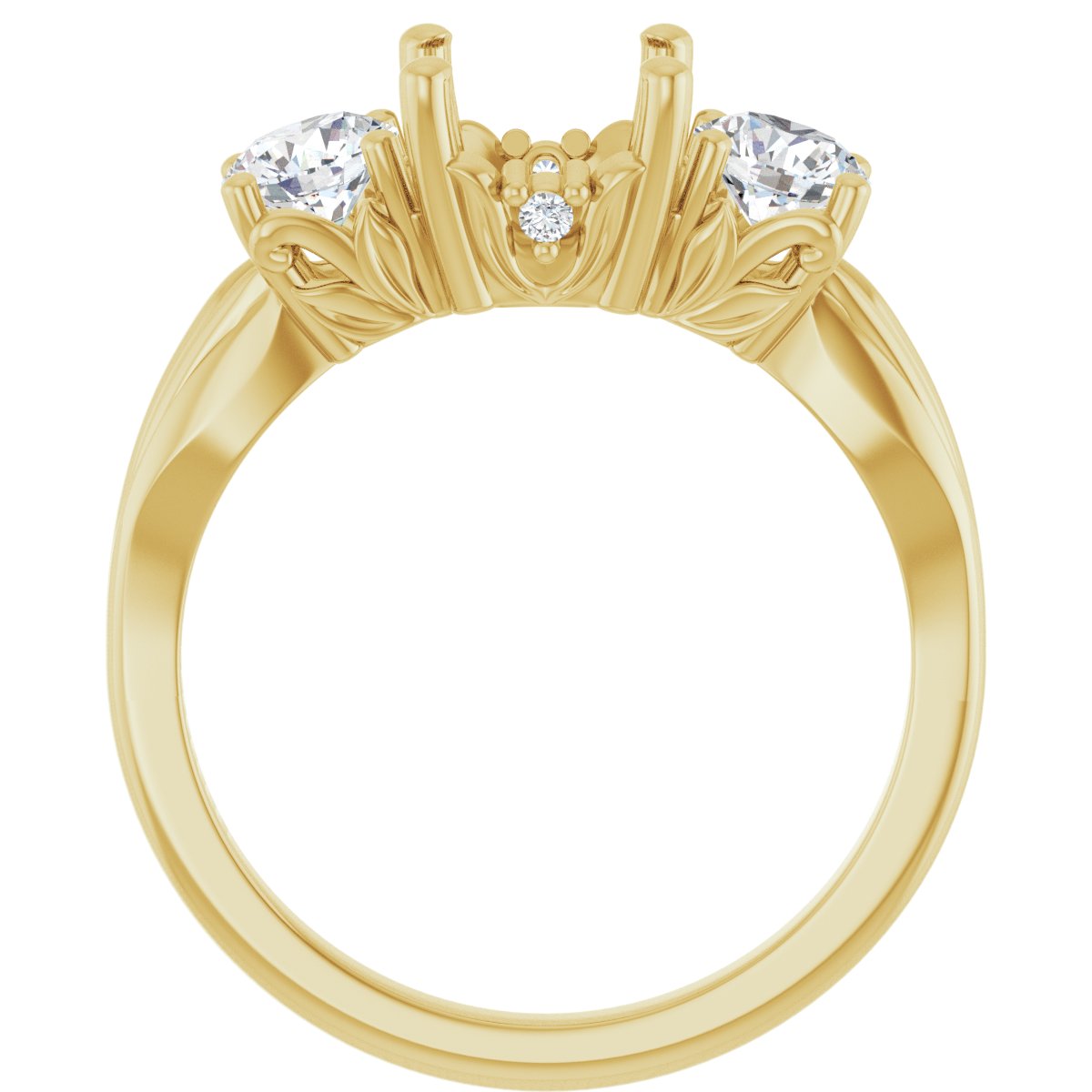 Round Three-Stone Engagement Ring Semi-Mount - gallery - Series 126964