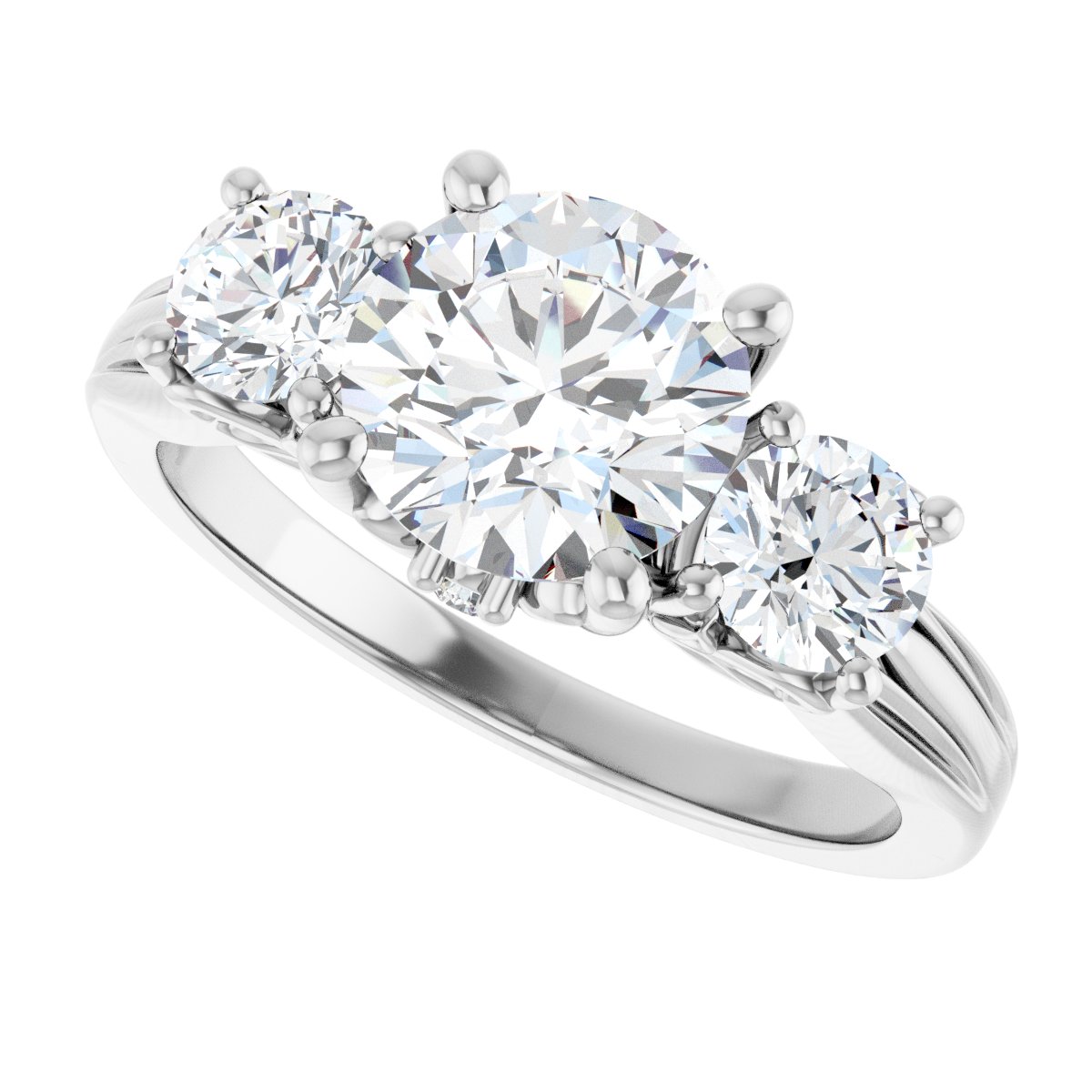Round Three-Stone Engagement Ring Semi-Mount - gallery - Series 126964