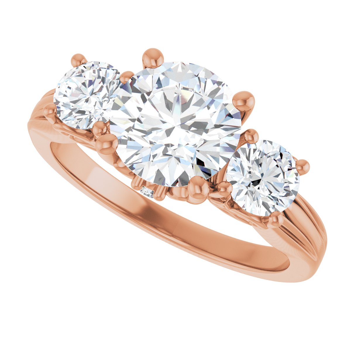 Round Three-Stone Engagement Ring Semi-Mount - gallery - Series 126964