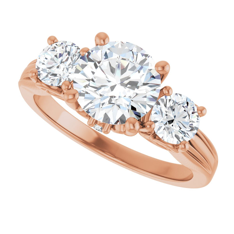 Round Three-Stone Engagement Ring Semi-Mount - gallery - Series 126964