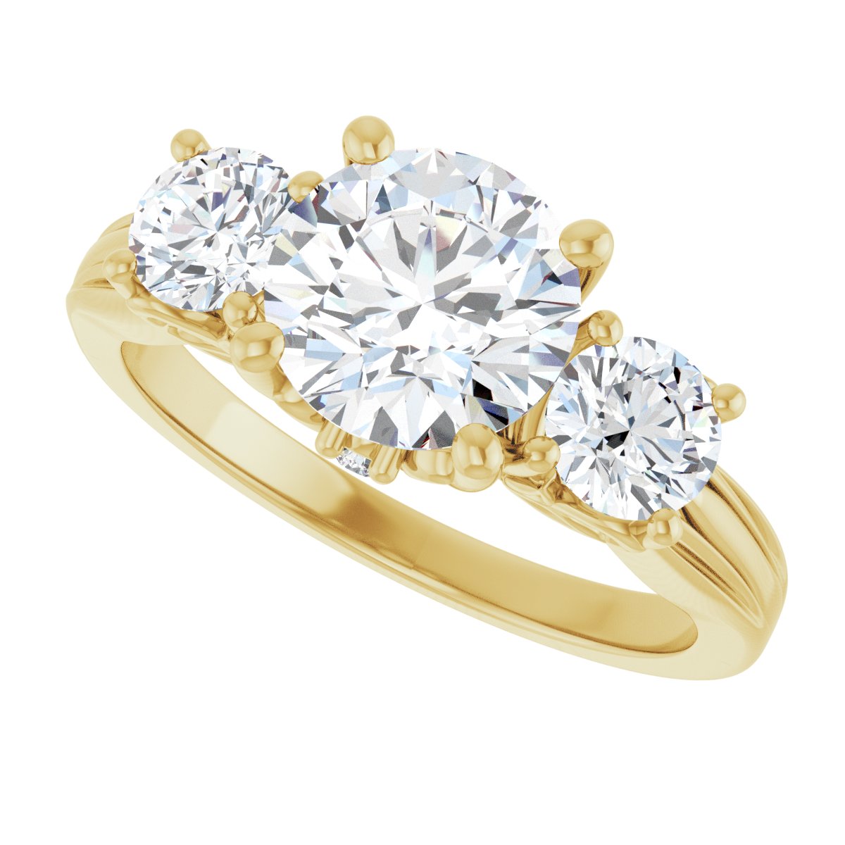 Round Three-Stone Engagement Ring Semi-Mount - gallery - Series 126964