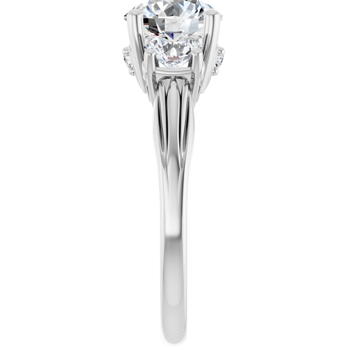 Round Three-Stone Engagement Ring Semi-Mount - gallery - Series 126964