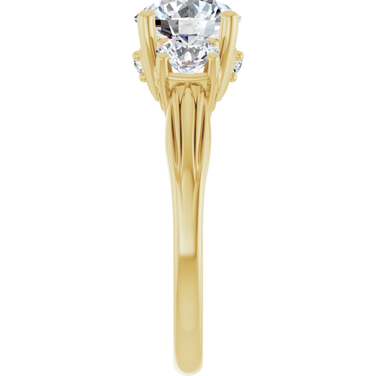 Round Three-Stone Engagement Ring Semi-Mount - gallery - Series 126964