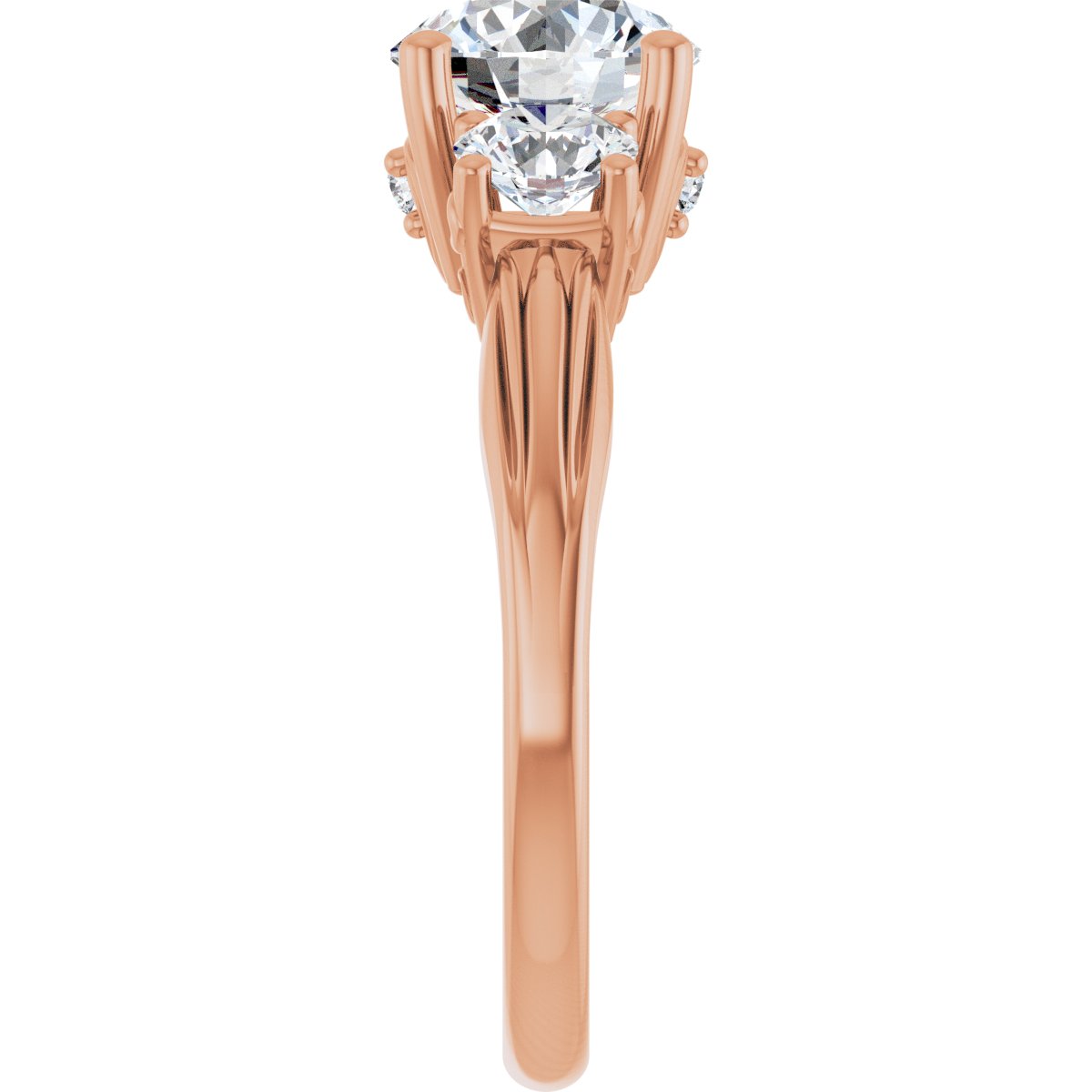 Round Three-Stone Engagement Ring Semi-Mount - gallery - Series 126964