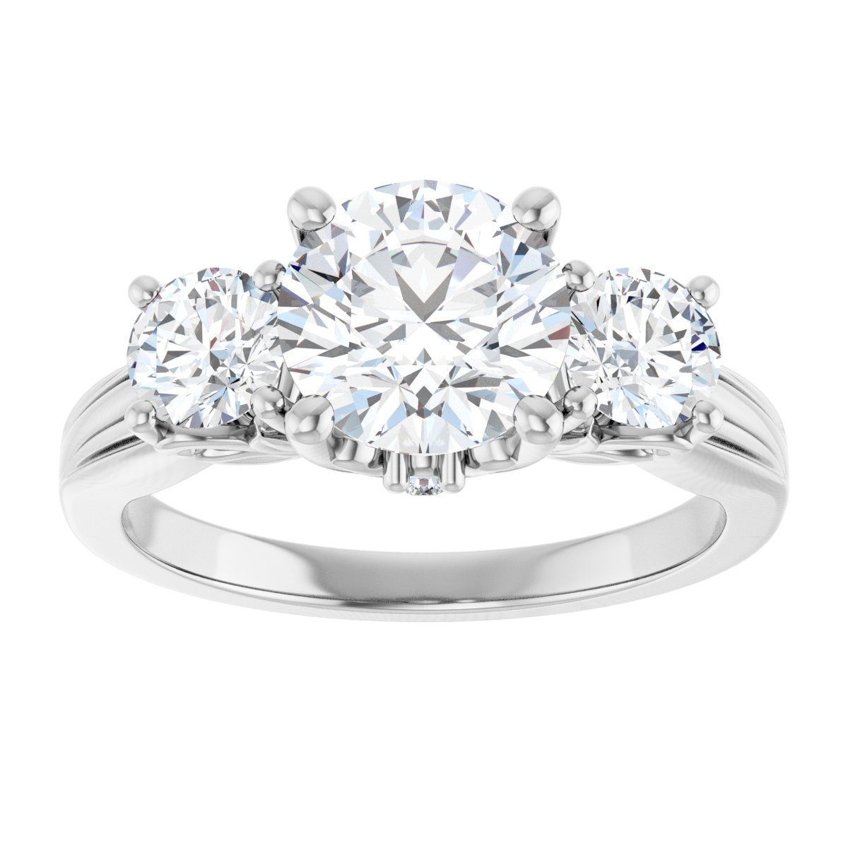Round Three-Stone Engagement Ring Semi-Mount - gallery - Series 126964