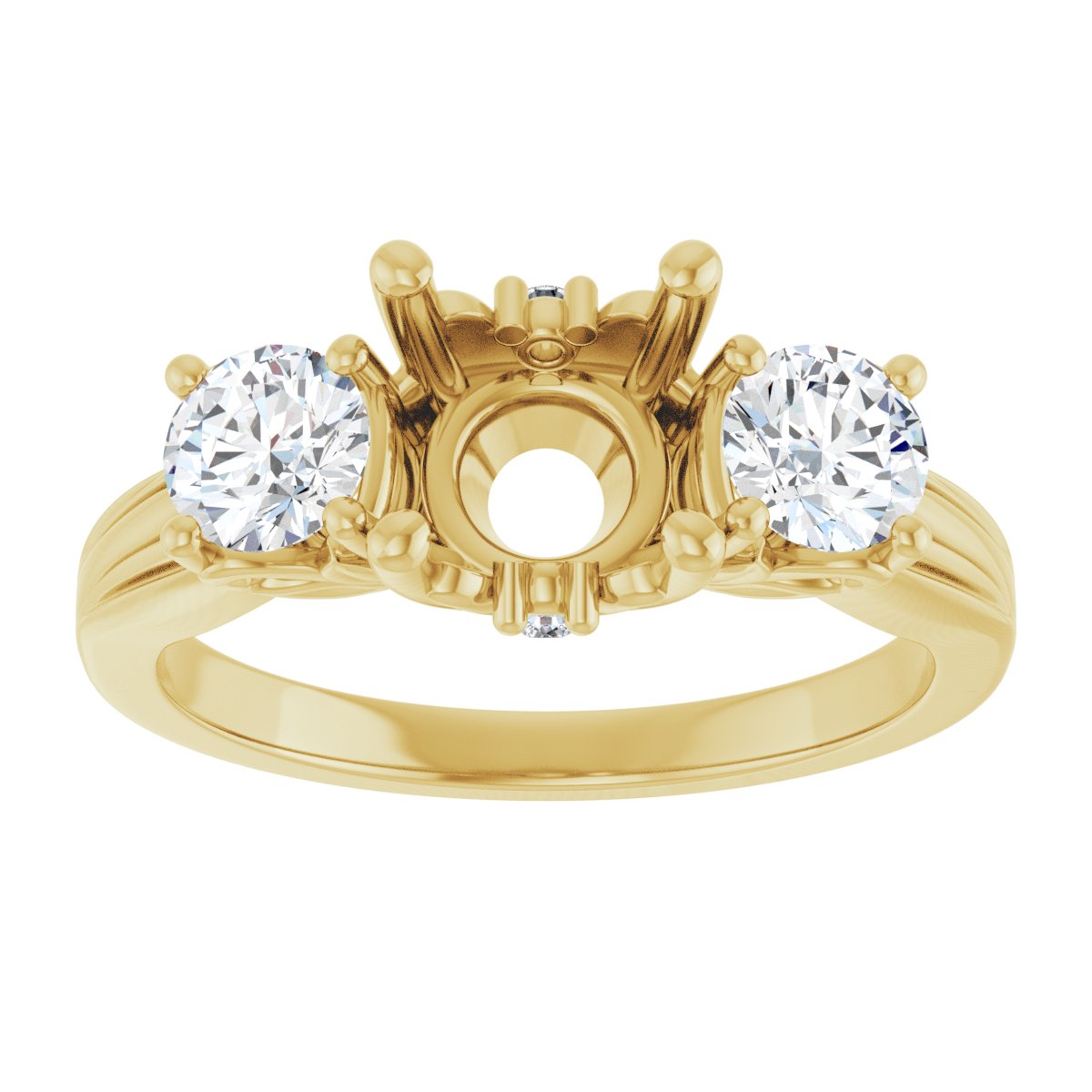 Round Three-Stone Engagement Ring Semi-Mount - gallery - Series 126964