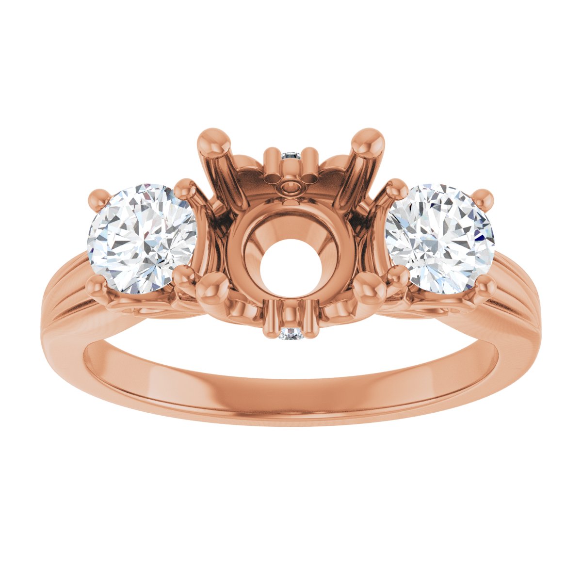 Round Three-Stone Engagement Ring Semi-Mount - gallery - Series 126964