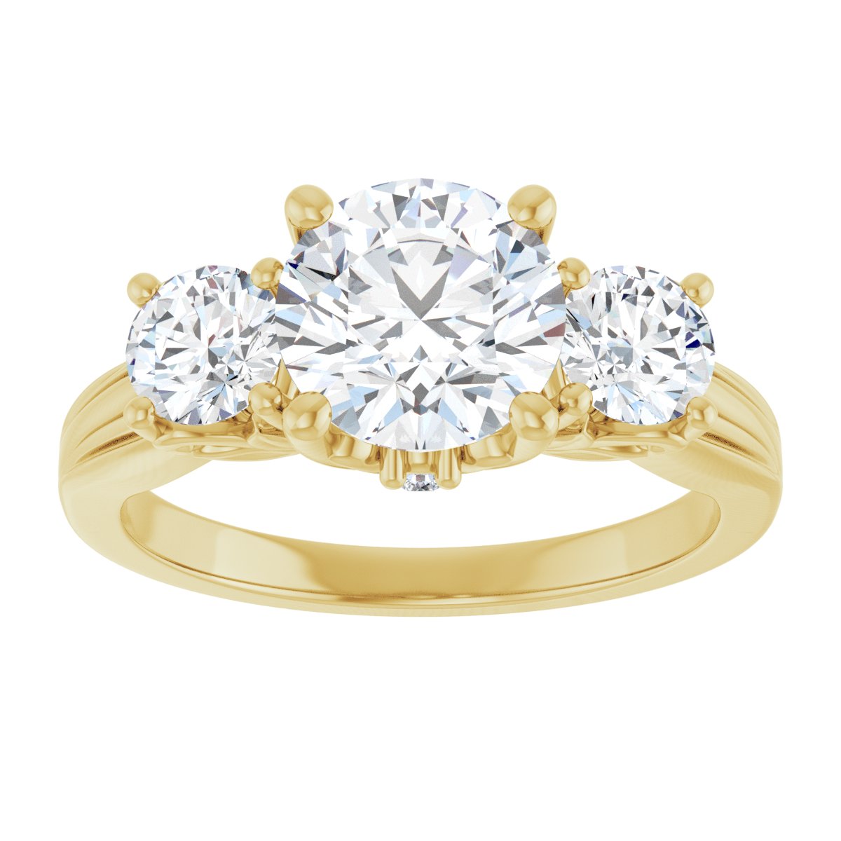 Round Three-Stone Engagement Ring Semi-Mount - gallery - Series 126964