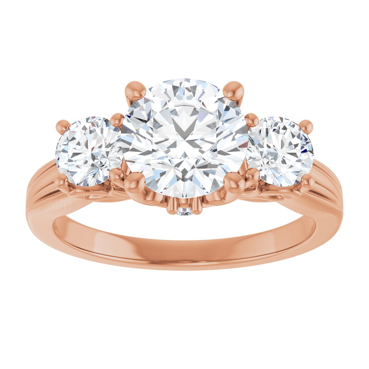 Round Three-Stone Engagement Ring Semi-Mount - gallery - Series 126964