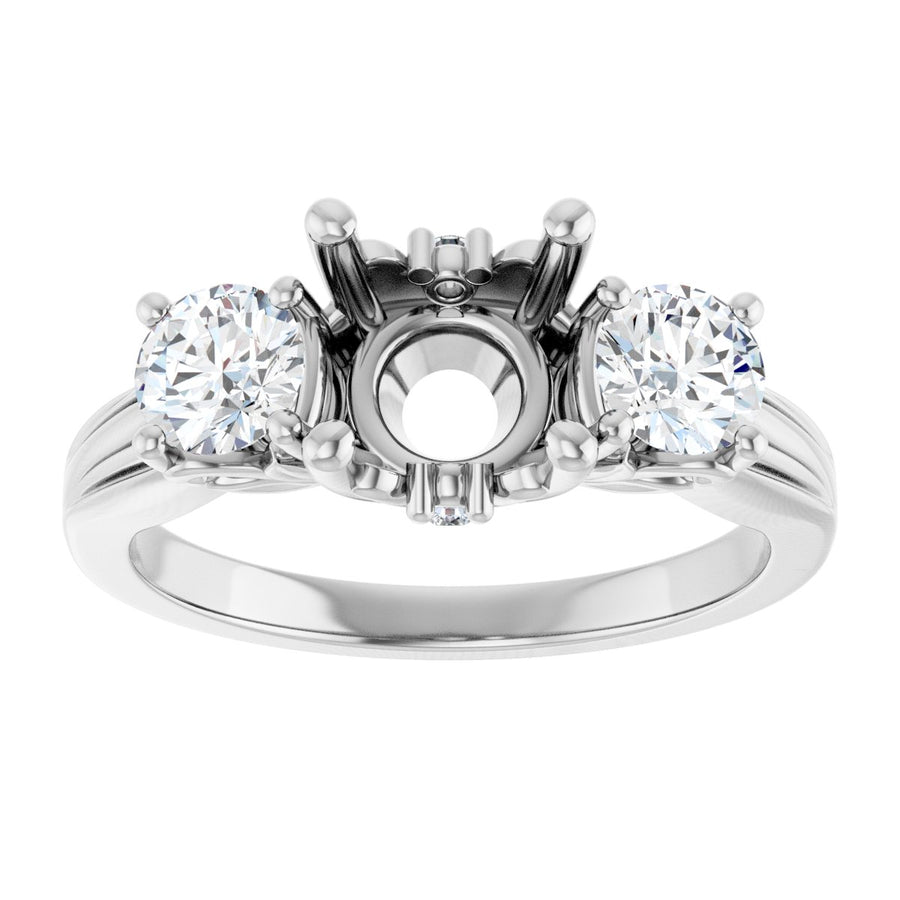 Round Three-Stone Engagement Ring Semi-Mount - gallery - Series 126964
