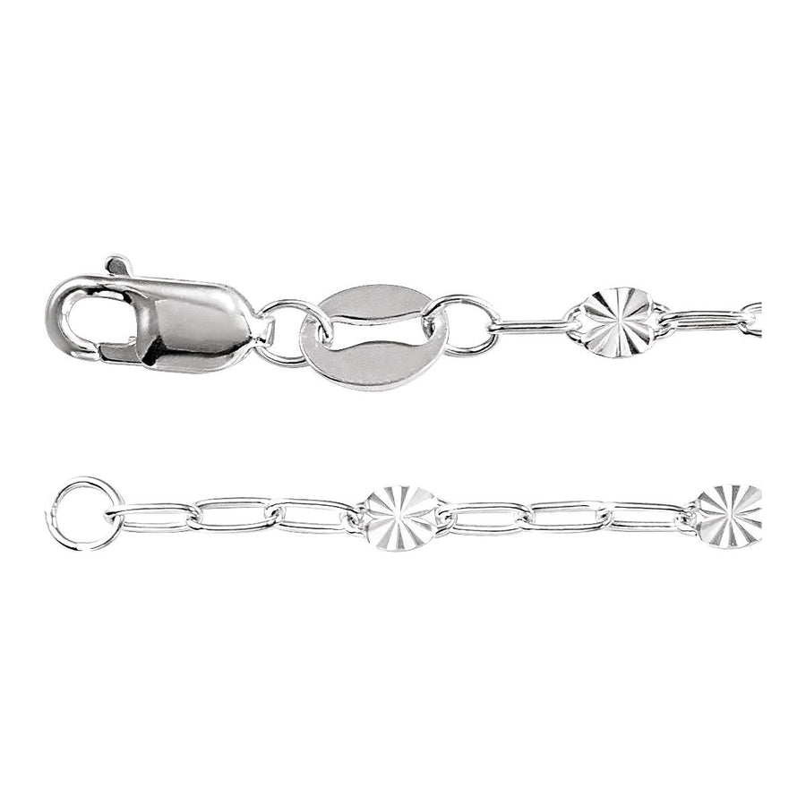 2.5 mm Light Paperclip-Style Starburst Mirror Chain Bracelet (2.5 Mm / 7 In) - Sterling Silver - Series CH1301