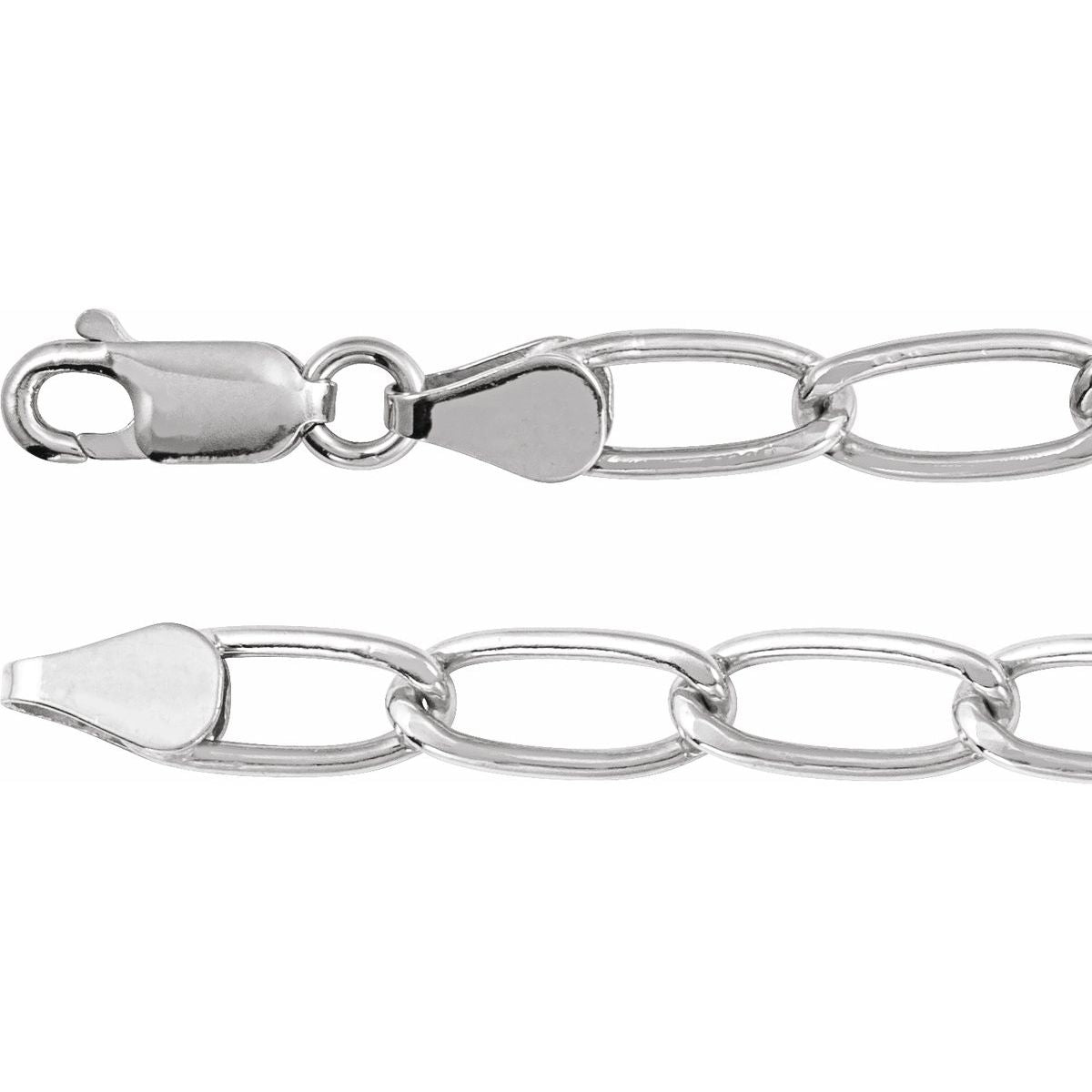 5.7 mm Elongated Curb Chain Bracelet (5.7 Mm / 7 In) - Sterling Silver - Series CH1293