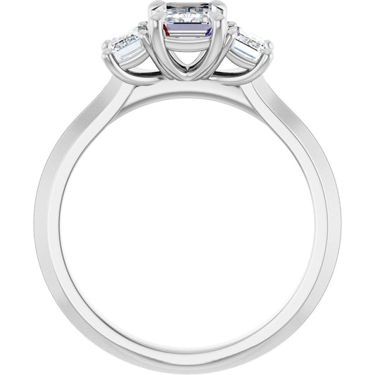 Emerald Claw-Prong Three-Stone Engagement Ring Semi-Mount - gallery - Series 127275