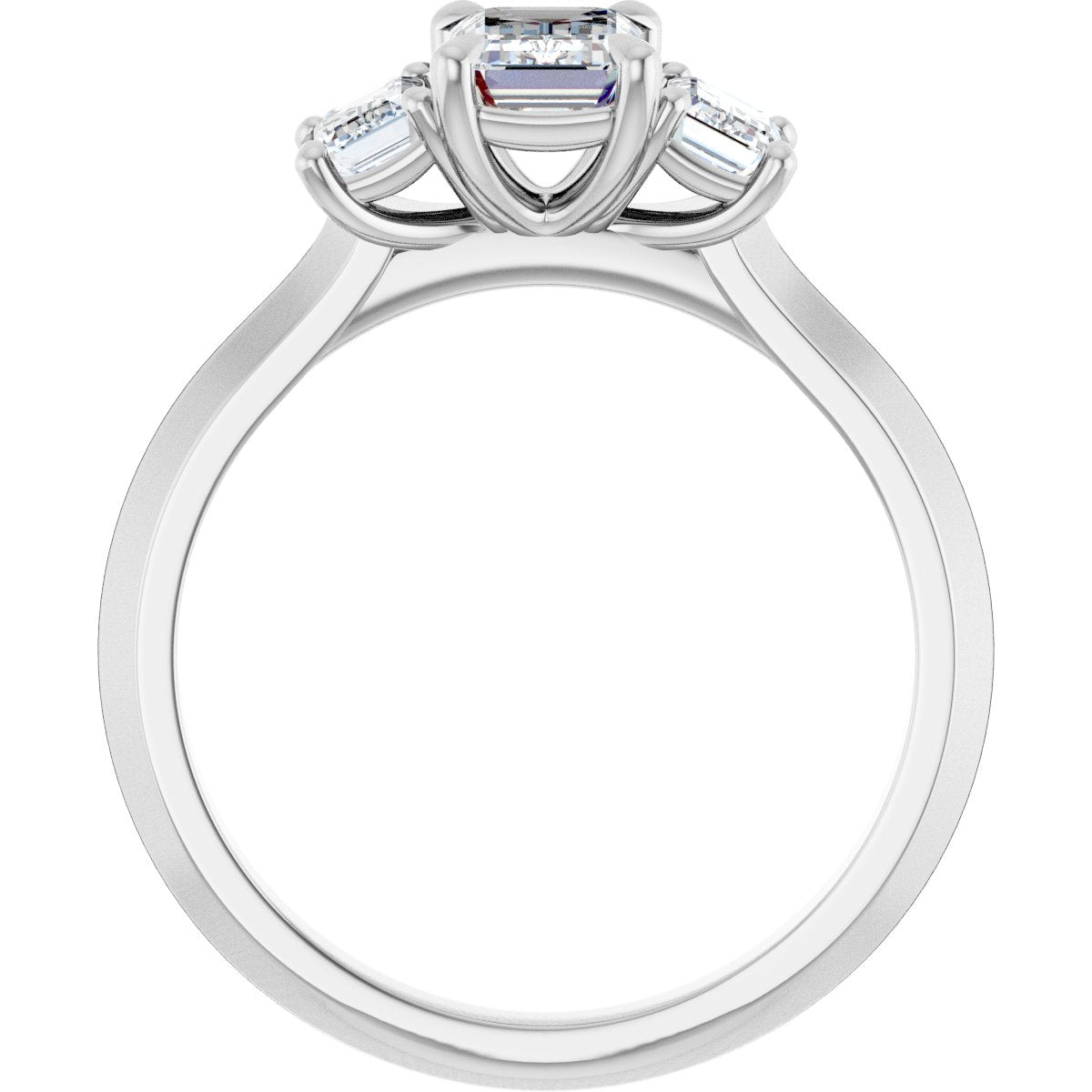Emerald Claw-Prong Three-Stone Engagement Ring Semi-Mount - gallery - Series 127275