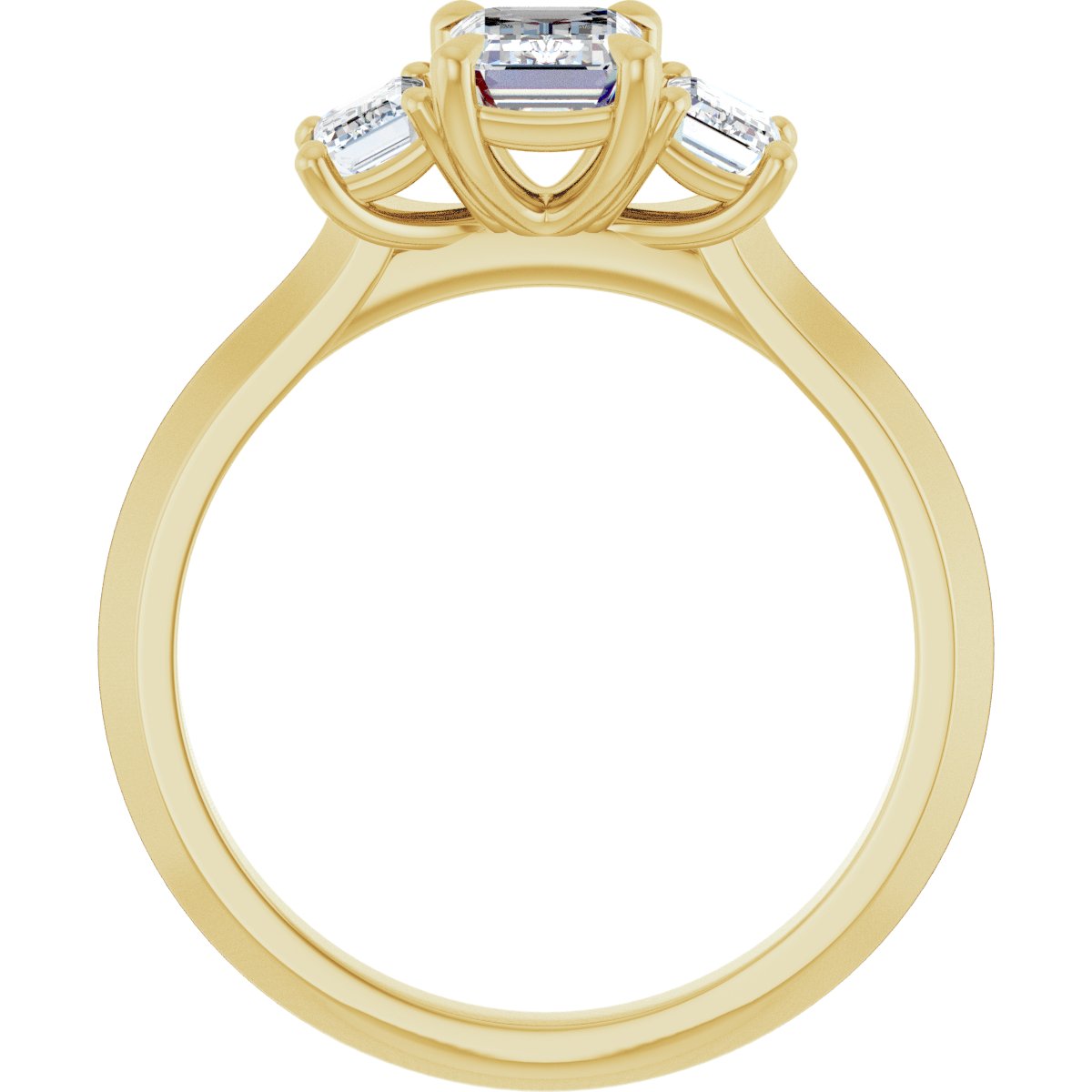 Emerald Claw-Prong Three-Stone Engagement Ring Semi-Mount - gallery - Series 127275