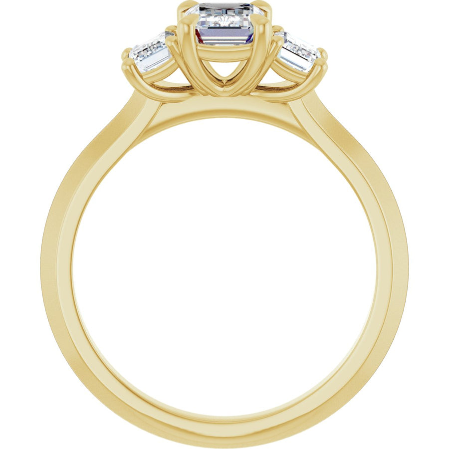 Emerald Claw-Prong Three-Stone Engagement Ring Semi-Mount - gallery - Series 127275