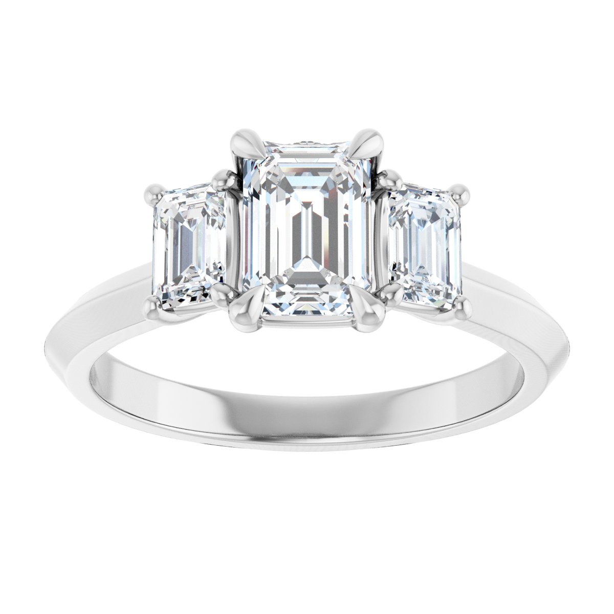 Emerald Claw-Prong Three-Stone Engagement Ring Semi-Mount - gallery - Series 127275