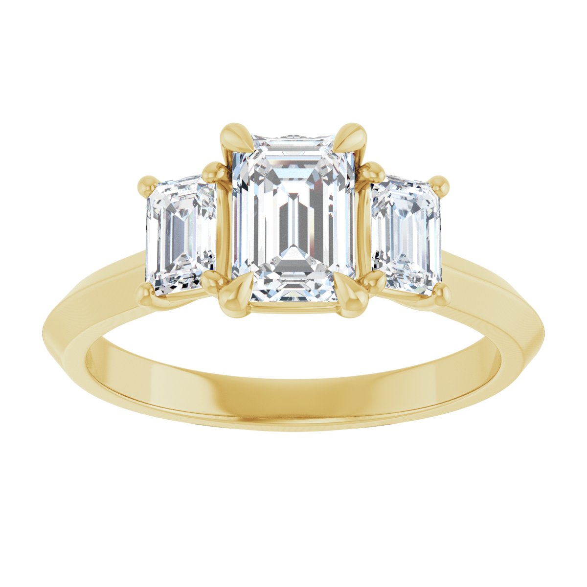 Emerald Claw-Prong Three-Stone Engagement Ring Semi-Mount - gallery - Series 127275