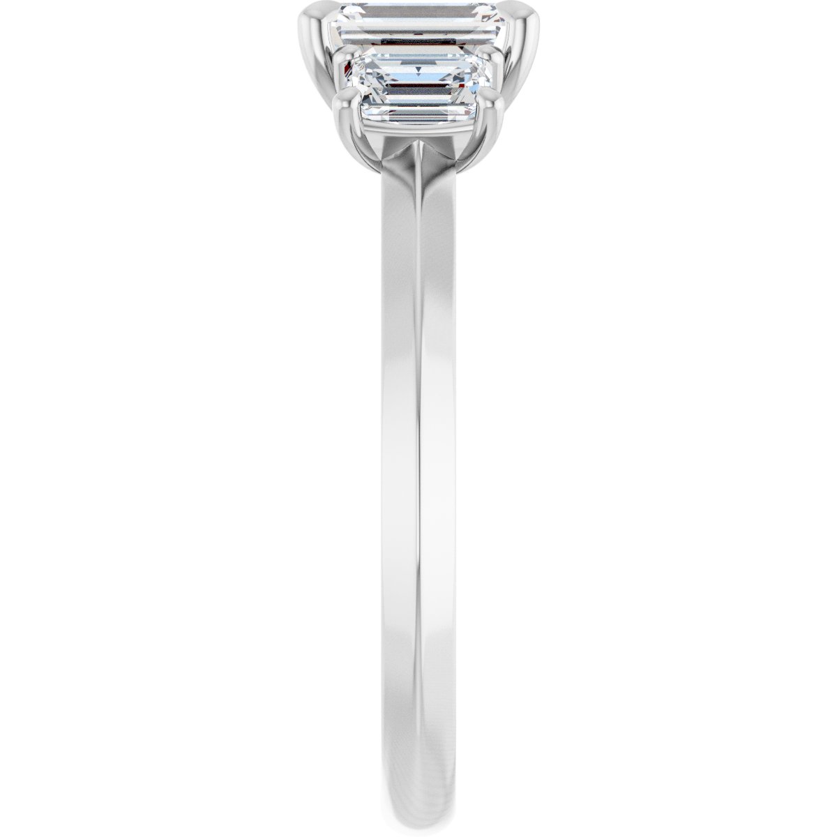 Emerald Claw-Prong Three-Stone Engagement Ring Semi-Mount - gallery - Series 127275