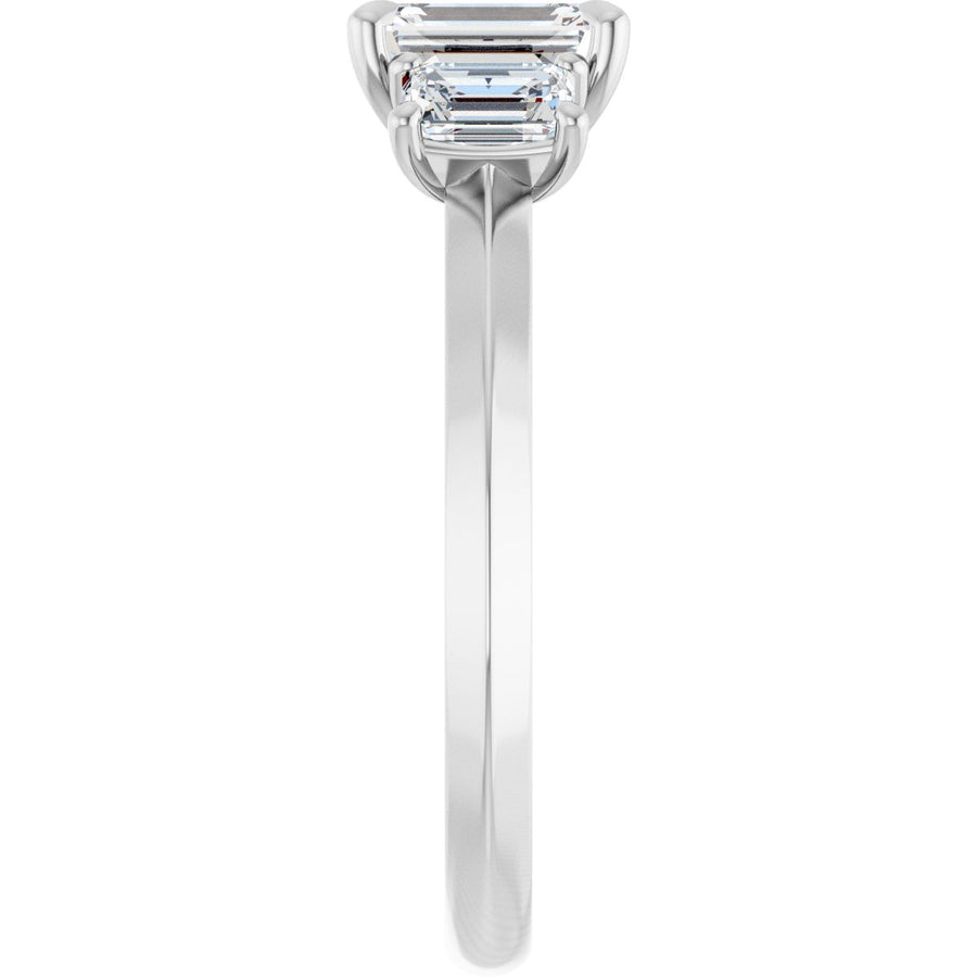Emerald Claw-Prong Three-Stone Engagement Ring Semi-Mount - gallery - Series 127275