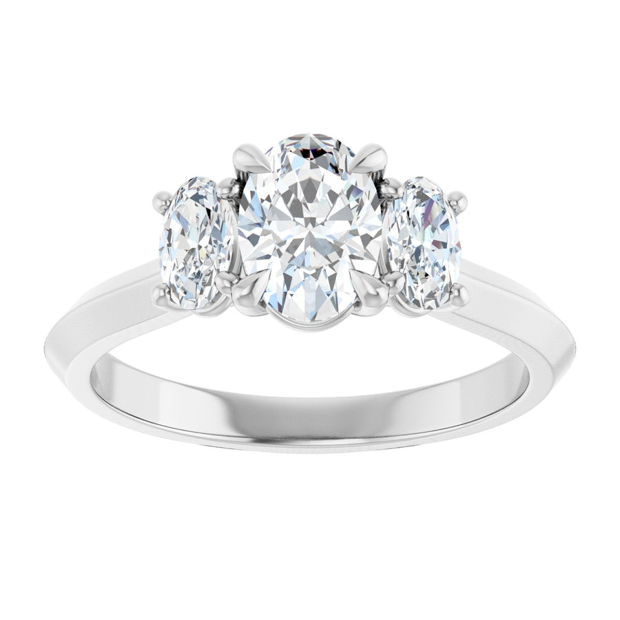 Oval Claw-Prong Three-Stone Engagement Ring Semi-Mount - gallery - Series 127275