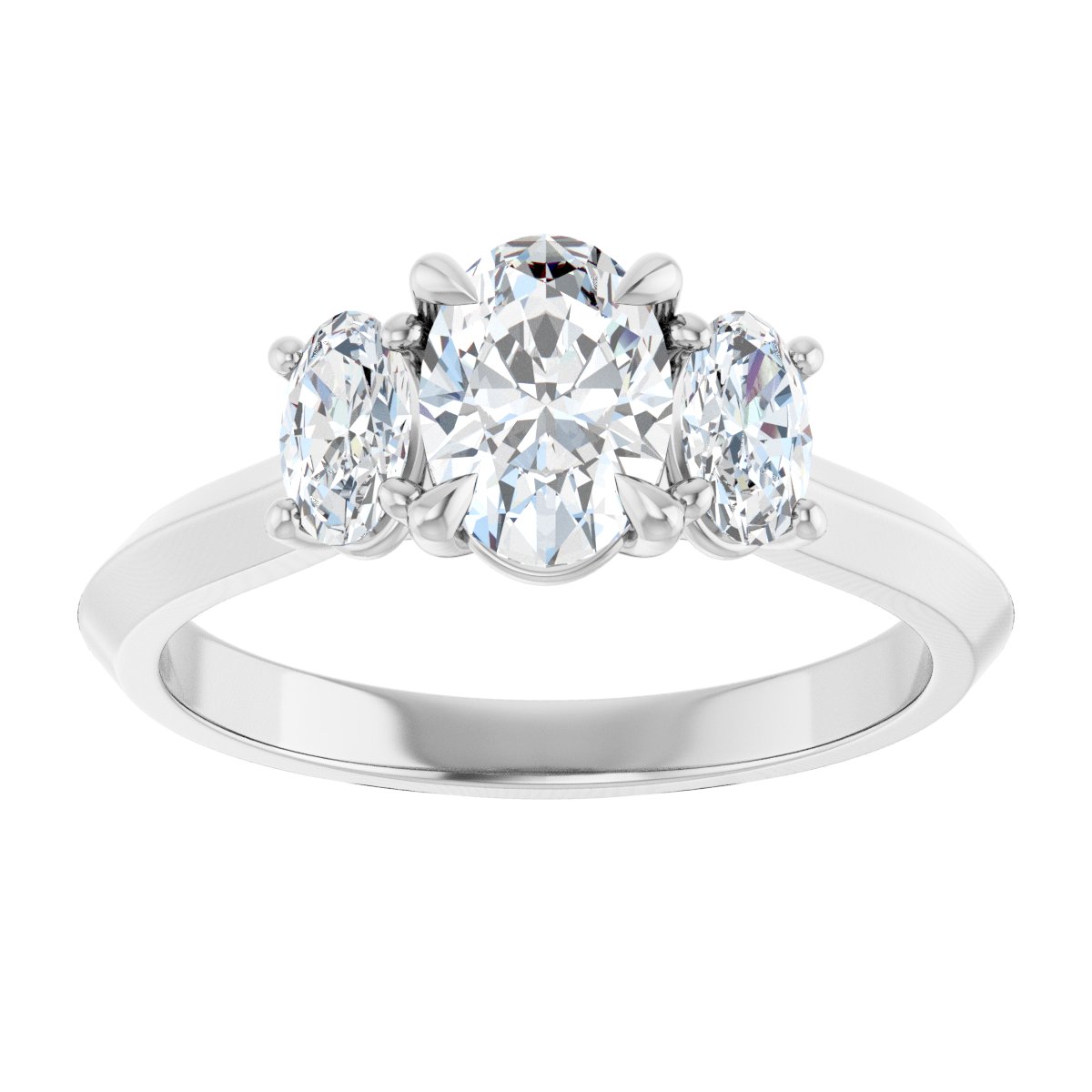 Oval Claw-Prong Three-Stone Engagement Ring Semi-Mount - gallery - Series 127275