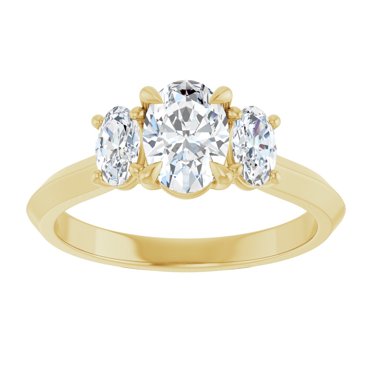 Oval Claw-Prong Three-Stone Engagement Ring Semi-Mount - gallery - Series 127275