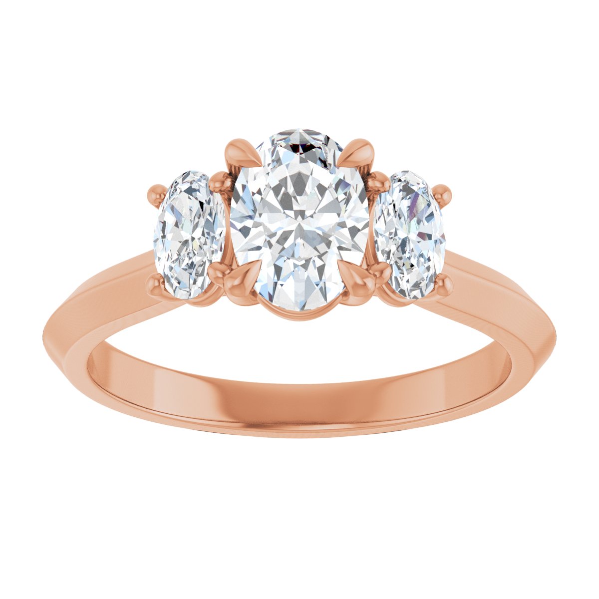 Oval Claw-Prong Three-Stone Engagement Ring Semi-Mount - gallery - Series 127275