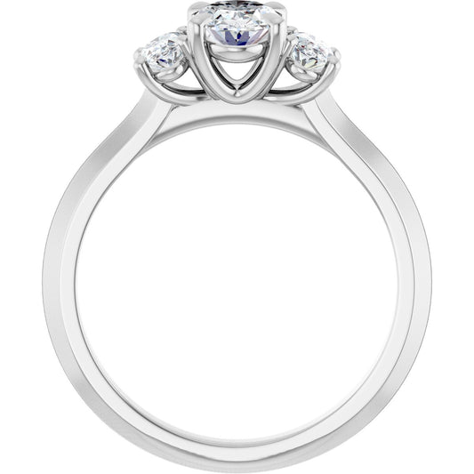 Oval Claw-Prong Three-Stone Engagement Ring Semi-Mount - gallery - Series 127275