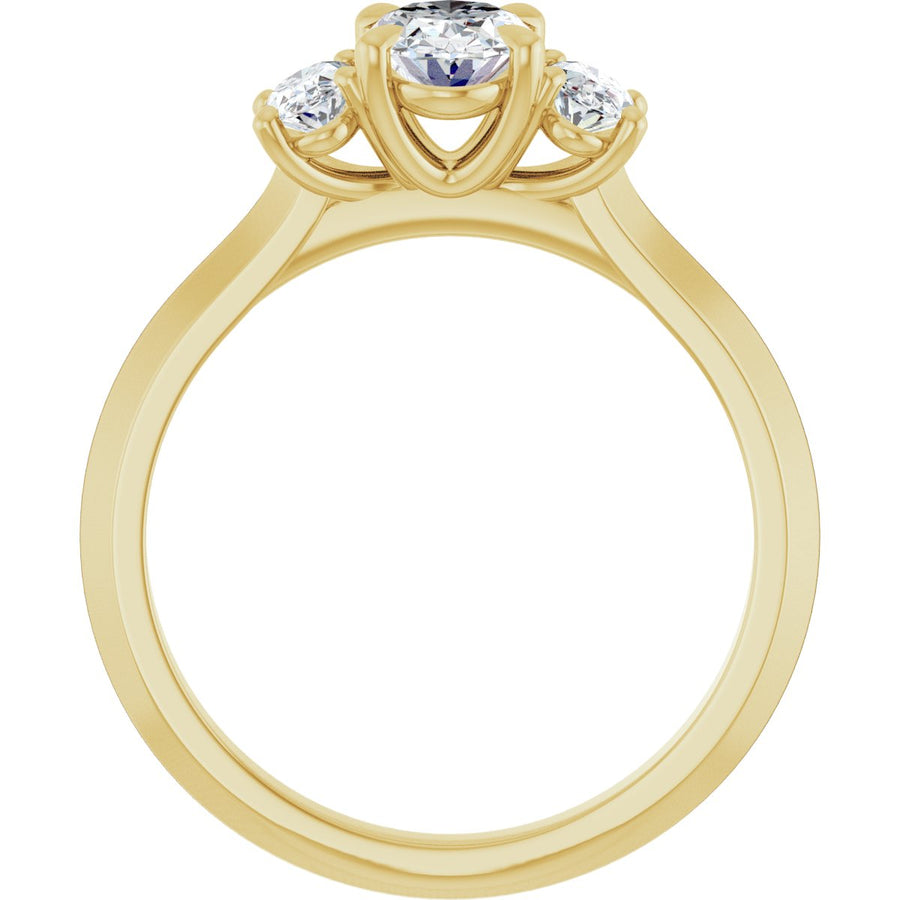 Oval Claw-Prong Three-Stone Engagement Ring Semi-Mount - gallery - Series 127275