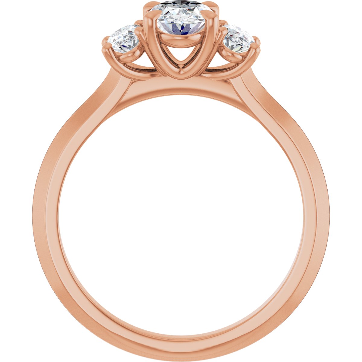 Oval Claw-Prong Three-Stone Engagement Ring Semi-Mount - gallery - Series 127275